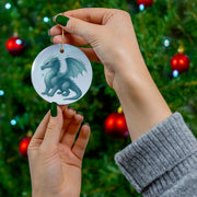Winter Dragon Christmas Ornament | Fantasy Holiday Décor (Circle, Heart, Star, & Snowflake)