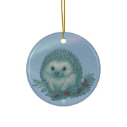 Winter Hedgehog Christmas Ornament | Fantasy Holiday Décor (circle, heart, star, & snowflake)