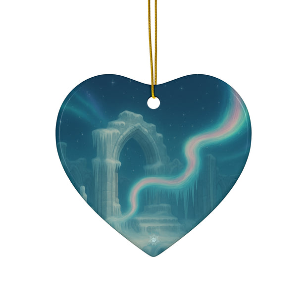 Northern Lights Christmas Ornament | Fantasy Holiday Décor (Circle, Heart, Start, & Snowflake)