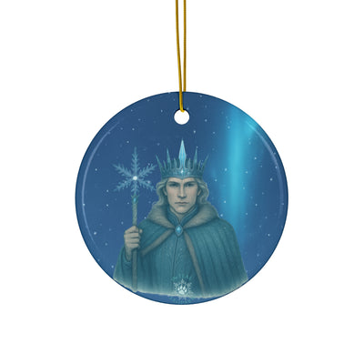 Winter King Christmas Ornament | Fantasy Holiday Décor (Circle, Heart, Star, & Snowflake)
