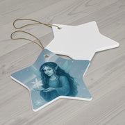 Winter Frost Fairy Christmas Ornament | Fantasy Holiday Décor (circle, heart, start, & snowflake)