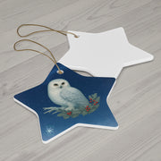 Snowy Owl Christmas Ornament | Fantasy Holiday Décor (Circle, Heart, Star, & Snowflake)