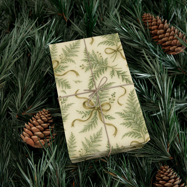 Winter Fern Christmas Gift Wrap - Frosted Ferns Botanical Wrapping Paper - Vintage Woodland Holiday Pattern | Frosted Ferns, Winter Botanical Trio by The Teal Leopard™