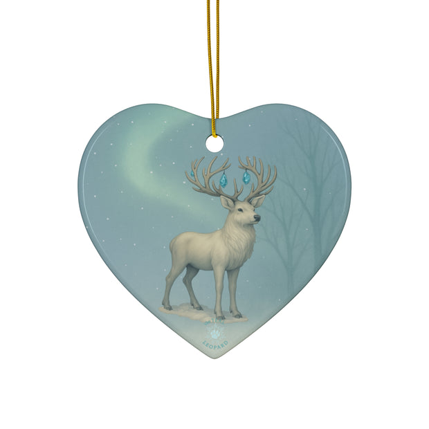 Winter Stag Christmas Ornament | Fantasy Holiday décor (Circle, Heart, Star, & Snowflake)