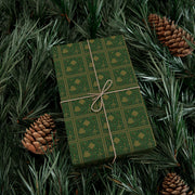 Celtic Holly Christmas Gift Wrap - Holiday Wrapping Paper - Green Celtic Knotwork with Holly and Ivy | Celtic Yuletide, Celtic Christmas Triptych Series by The Teal Leoaprd™