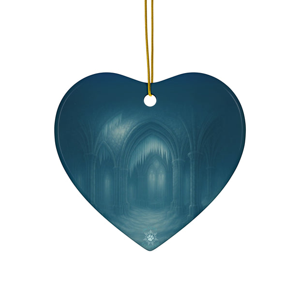 Ruined Cathedral Christmas Ornament | Fantasy Holiday Décor (Circle, Heart, Star, & Snowflake)