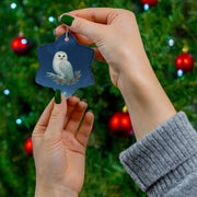 Snowy Owl Christmas Ornament | Fantasy Holiday Décor (Circle, Heart, Star, & Snowflake)