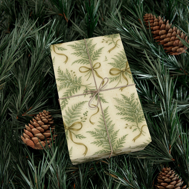 Winter Fern Christmas Gift Wrap - Frosted Ferns Botanical Wrapping Paper - Vintage Woodland Holiday Pattern | Frosted Ferns, Winter Botanical Trio by The Teal Leopard™