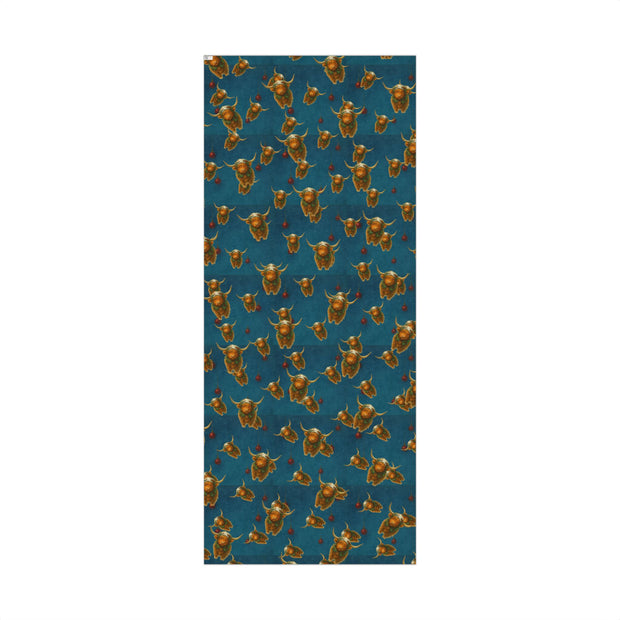 Highland Cow Christmas Wrapping Paper - Celtic Winter Gift Wrap featuring art ornaments & snowfall | Highland Grace, Winter Companions Series by The Teal Leopard™