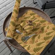 Winter Fern Botanical Gift Wrap – Welsh Evergreen Forest Pattern on Aged Parchment | Winter Isles Botanical Series by The Teal Leopard