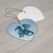 Winter Dragon Christmas Ornament | Fantasy Holiday Décor (Circle, Heart, Star, & Snowflake)