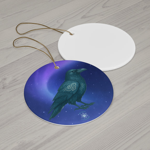 Winter Raven Christmas Ornament | Fantasy Holiday Décor (circle, heart, star, & snowflake)