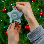 Winter Hedgehog Christmas Ornament | Fantasy Holiday Décor (circle, heart, star, & snowflake)