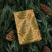 Winter Fern Botanical Gift Wrap – Welsh Evergreen Forest Pattern on Aged Parchment | Winter Isles Botanical Series by The Teal Leopard