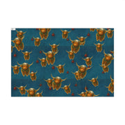 Highland Cow Christmas Wrapping Paper - Celtic Winter Gift Wrap featuring art ornaments & snowfall | Highland Grace, Winter Companions Series by The Teal Leopard™