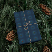 Celtic Holly Christmas Gift Wrap - Midnight Blue Holiday Wrapping Paper - Winter Knotwork and Botanical Pattern | Celtic Midnight Holly by The Teal Leopard™