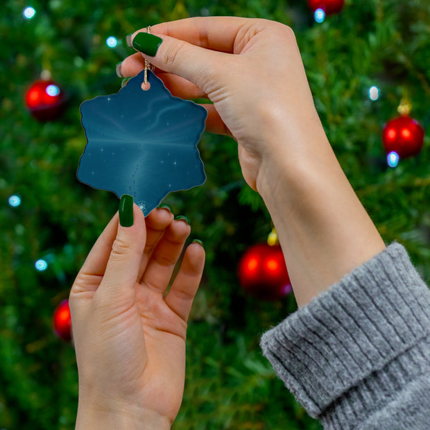 Starry Night Christmas Ornament | Fantasy Holiday Décor (Circle, Heart, Star, & Snowflake)