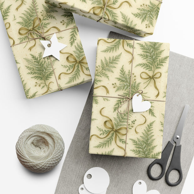Winter Fern Christmas Gift Wrap - Frosted Ferns Botanical Wrapping Paper - Vintage Woodland Holiday Pattern | Frosted Ferns, Winter Botanical Trio by The Teal Leopard™