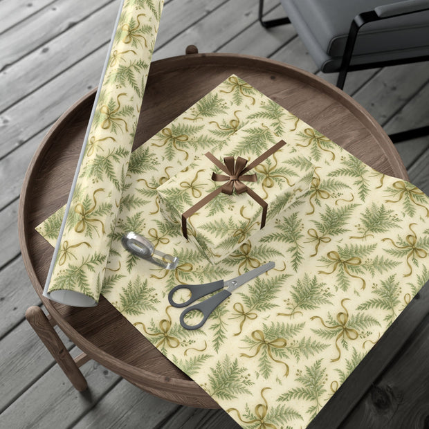 Winter Fern Christmas Gift Wrap - Frosted Ferns Botanical Wrapping Paper - Vintage Woodland Holiday Pattern | Frosted Ferns, Winter Botanical Trio by The Teal Leopard™