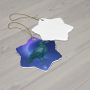 Winter Raven Christmas Ornament | Fantasy Holiday Décor (circle, heart, star, & snowflake)
