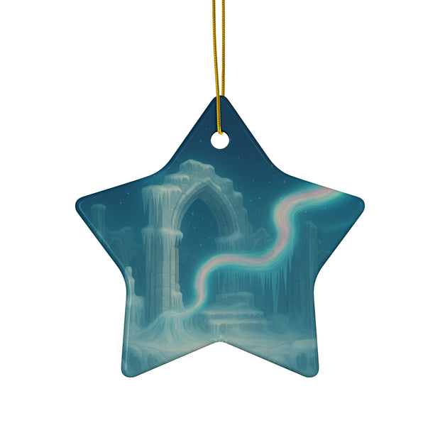 Northern Lights Christmas Ornament | Fantasy Holiday Décor (Circle, Heart, Start, & Snowflake)