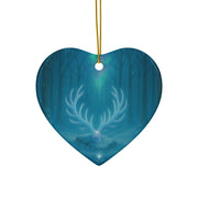 Winter Stag Antlers Christmas Ornament | Woodland Fantasy Holiday Décor (Circle, Heart, Star, & Snowflake)