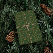 Celtic Holly Christmas Gift Wrap - Holiday Wrapping Paper - Green Celtic Knotwork with Holly and Ivy | Celtic Yuletide, Celtic Christmas Triptych Series by The Teal Leoaprd™