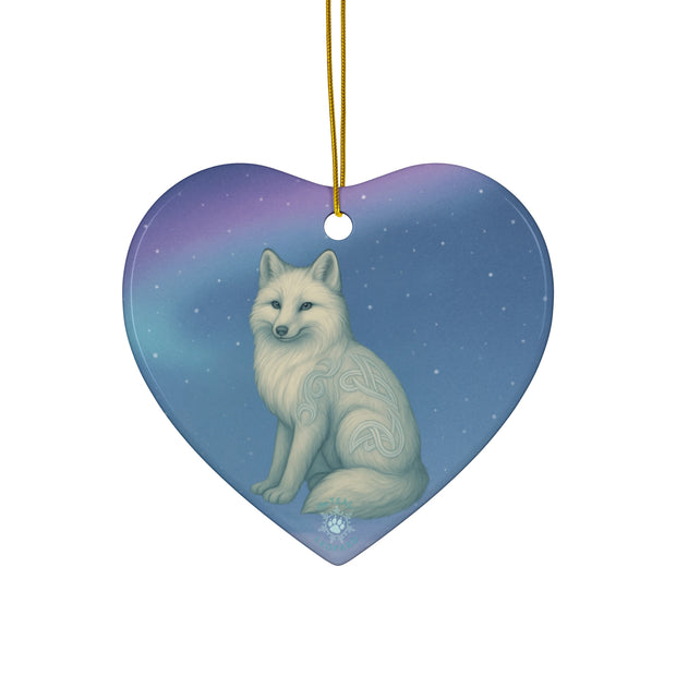 Winter Fox Christmas Ornament | Fantasy Holiday Décor (Circle, Heart, Star, & Snowflake)