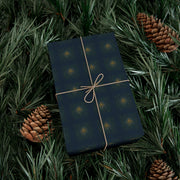 Celtic Evergreen Christmas Gift Wrap - Holiday Wrapping Paper - Midnight Blue, Fir, and Golden Knotwork Pattern | Medieval Midnight, Celtic Christmas Triptych Series by The Teal Leopard™