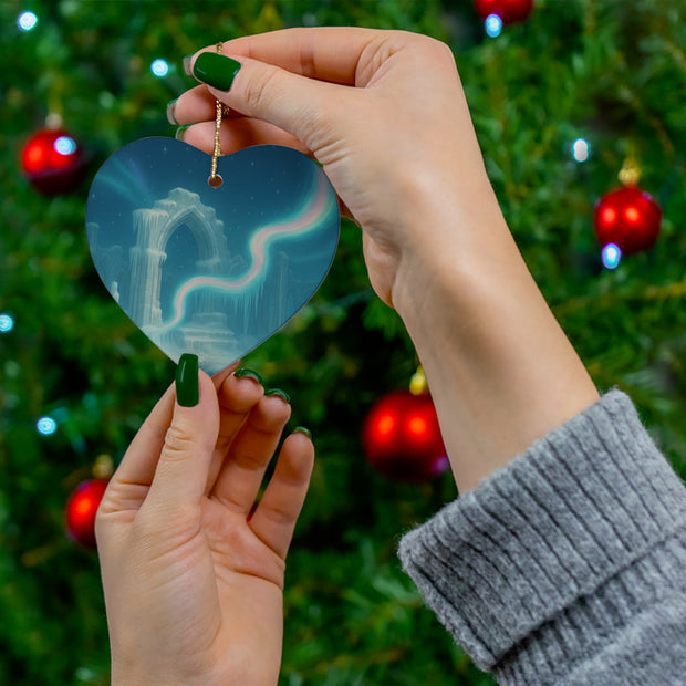 Northern Lights Christmas Ornament | Fantasy Holiday Décor (Circle, Heart, Start, & Snowflake)