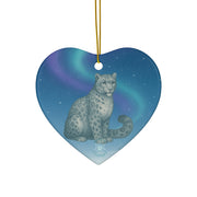 Snow Leopard Christmas Ornament | Fantasy Holiday Décor (Circle, Heart, Star, & Snowflake)