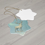 Winter Stag Christmas Ornament | Fantasy Holiday décor (Circle, Heart, Star, & Snowflake)