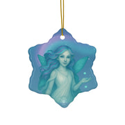 Aurora Fairy Christmas Ornament | Fantasy Holiday Décor (Circle, Heart, Star, & Snowflake)
