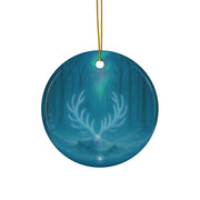Winter Stag Antlers Christmas Ornament | Woodland Fantasy Holiday Décor (Circle, Heart, Star, & Snowflake)
