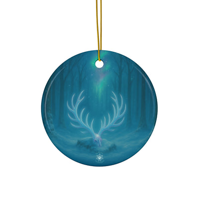Winter Stag Antlers Christmas Ornament | Woodland Fantasy Holiday Décor (Circle, Heart, Star, & Snowflake)