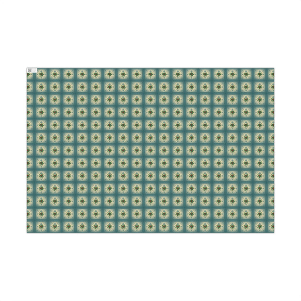 Celtic Holly Christmas Gift Wrap - Teal and Cream Holiday Wrapping Paper - Winter Botanical Knotwork | Celtic Frost Holly by The Teal Leopard™