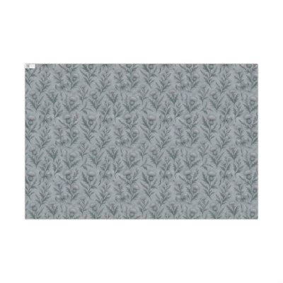 Frosted Thistle Botanical Gift Wrap – Scottish Winter Thistle & Heather Pattern in Cool Highlands Tones | Winter Isles Botanical Series by The Teal Leopard