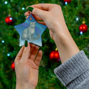 Snow Leopard Christmas Ornament | Fantasy Holiday Décor (Circle, Heart, Star, & Snowflake)
