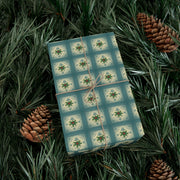 Celtic Holly Christmas Gift Wrap - Teal and Cream Holiday Wrapping Paper - Winter Botanical Knotwork | Celtic Frost Holly by The Teal Leopard™