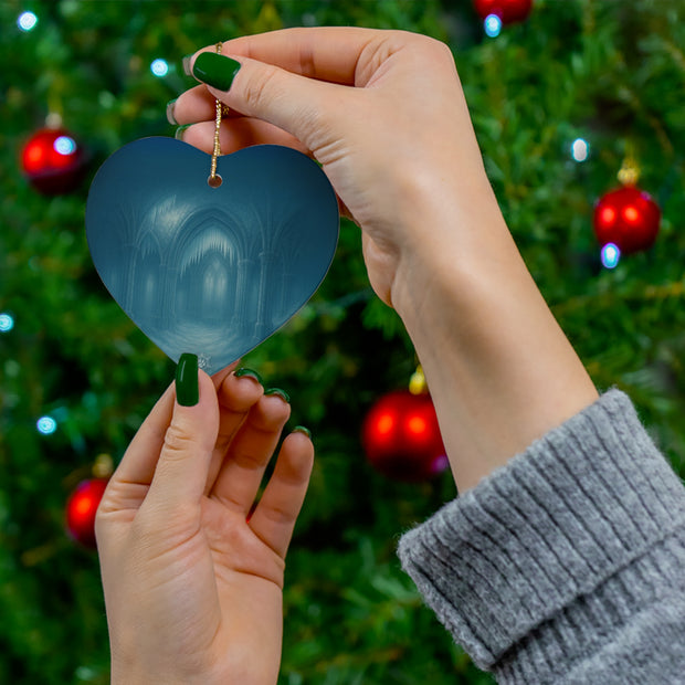 Ruined Cathedral Christmas Ornament | Fantasy Holiday Décor (Circle, Heart, Star, & Snowflake)