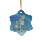 Snow Leopard Christmas Ornament | Fantasy Holiday Décor (Circle, Heart, Star, & Snowflake)