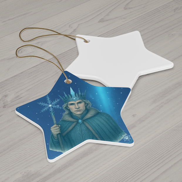 Winter King Christmas Ornament | Fantasy Holiday Décor (Circle, Heart, Star, & Snowflake)