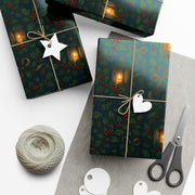 Christmas Lantern Gift Wrap - Vintage Lantern Holiday Wrapping Paper - Winter Botanical Heritage Design | Winter Botainical Trio Series by The Teal Leopard™
