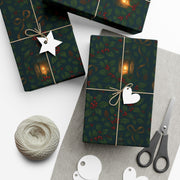 Christmas Lantern Gift Wrap - Vintage Lantern Holiday Wrapping Paper - Winter Botanical Heritage Design | Winter Botainical Trio Series by The Teal Leopard™