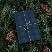 Celtic Holly Christmas Gift Wrap - Midnight Blue Holiday Wrapping Paper - Winter Knotwork and Botanical Pattern | Celtic Midnight Holly by The Teal Leopard™