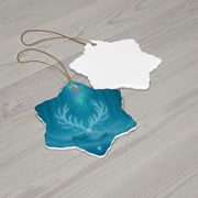 Winter Stag Antlers Christmas Ornament | Woodland Fantasy Holiday Décor (Circle, Heart, Star, & Snowflake)