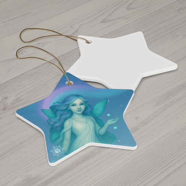 Aurora Fairy Christmas Ornament | Fantasy Holiday Décor (Circle, Heart, Star, & Snowflake)