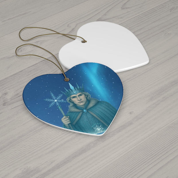 Winter King Christmas Ornament | Fantasy Holiday Décor (Circle, Heart, Star, & Snowflake)