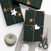 Christmas Lantern Gift Wrap - Vintage Lantern Holiday Wrapping Paper - Winter Botanical Heritage Design | Winter Botainical Trio Series by The Teal Leopard™