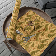 Winter Fern Botanical Gift Wrap – Welsh Evergreen Forest Pattern on Aged Parchment | Winter Isles Botanical Series by The Teal Leopard